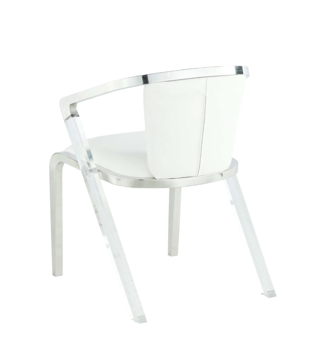 Chintaly Bruna Modern Arm Chair with Steel and Solid Acrylic Frame, White