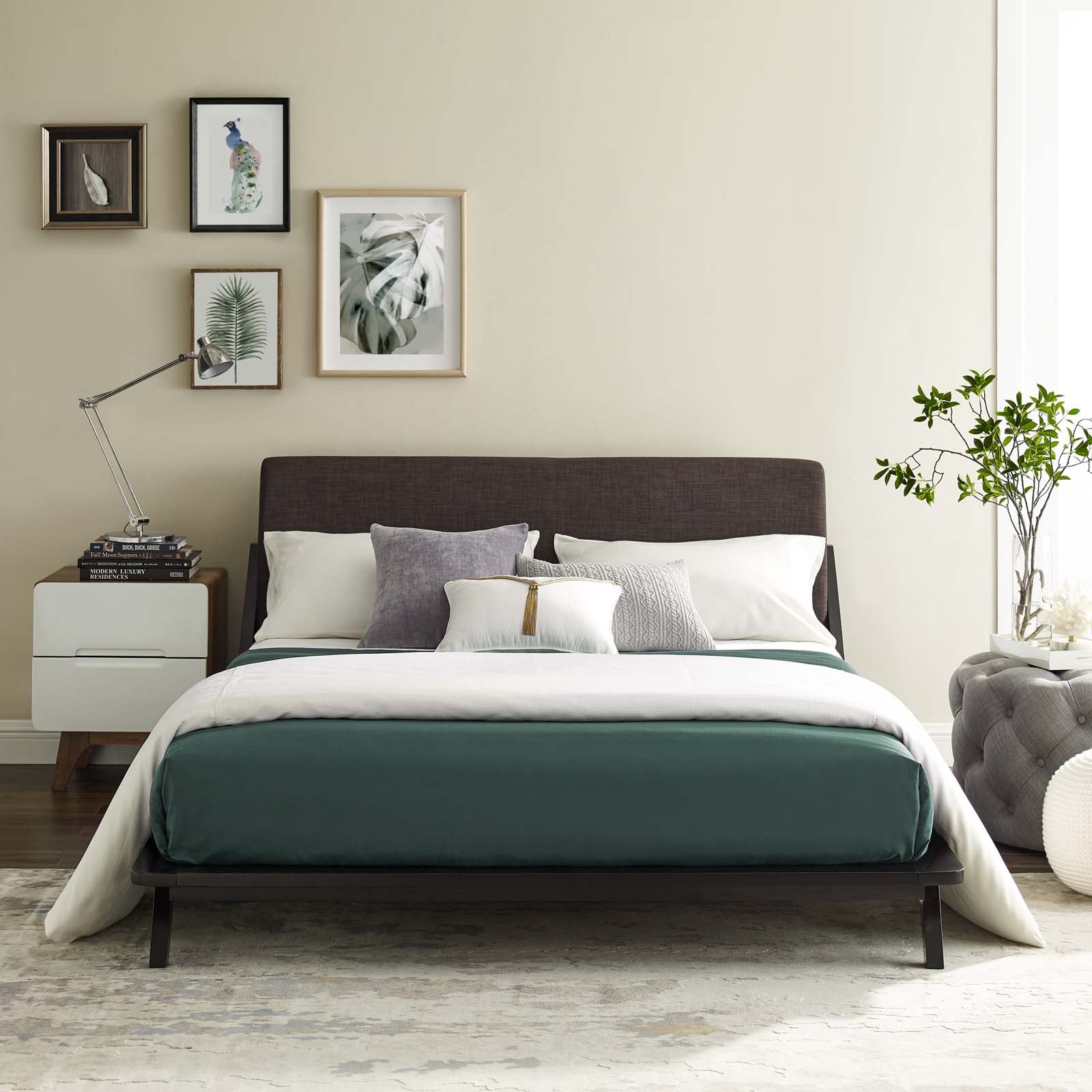 Modway Luella Upholstered Fabric Platform Bed, Queen