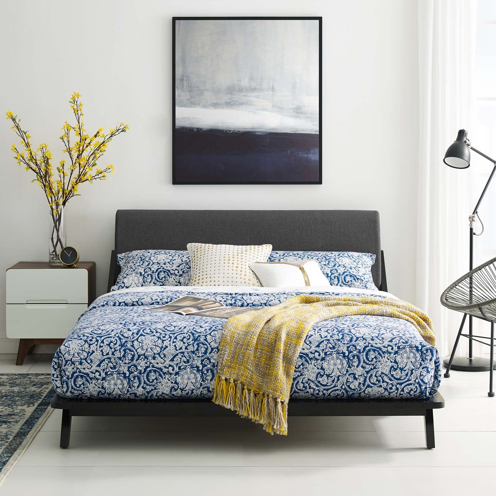 Modway Luella Upholstered Fabric Platform Bed, Queen