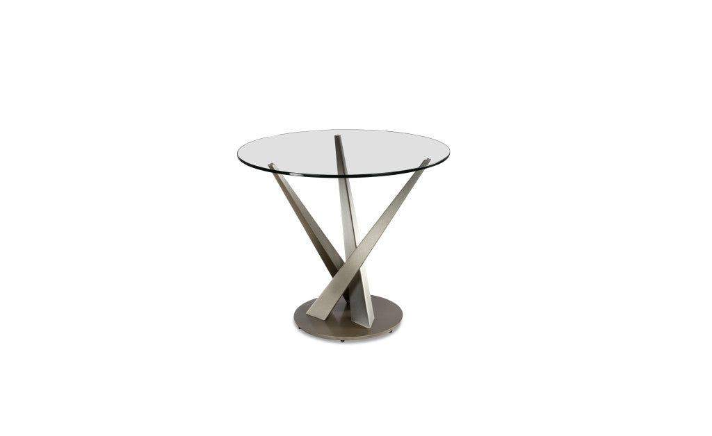 Elite Modern Crystal Bistro Table, Champagne Plated Columns