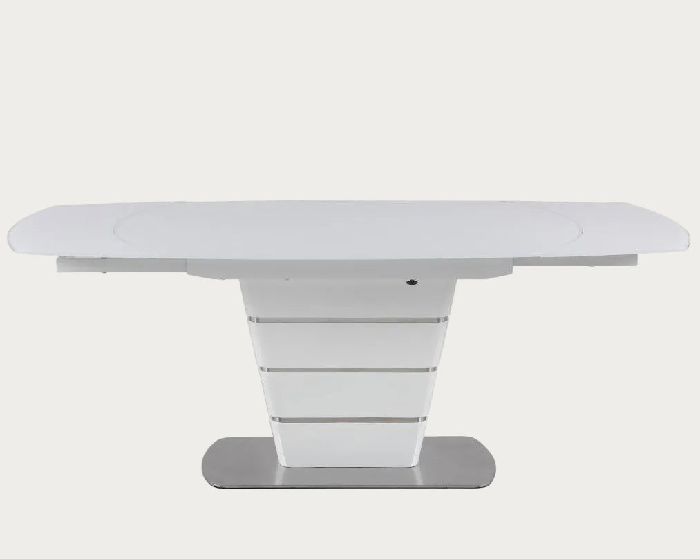 Charlotte white modern dining table on a white background