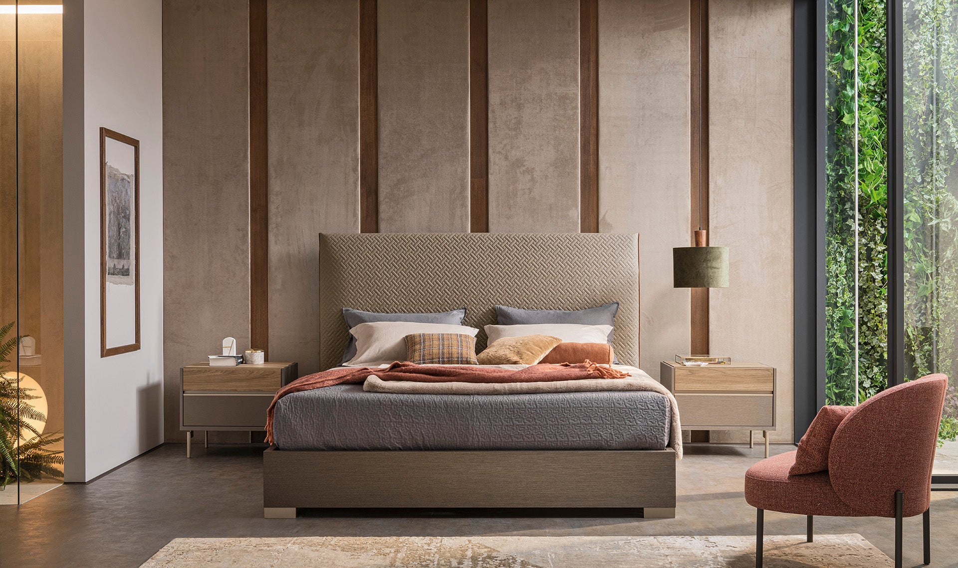 City Life Modern Bed with Fabric Upholstered Headboard | ALF (+) DA FRE