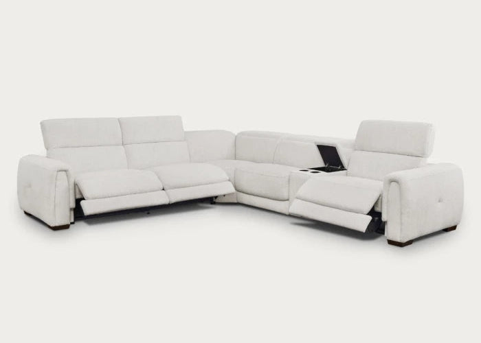 Cloudy 6-Piece Sectional with Power Recliners – Frost Fabric