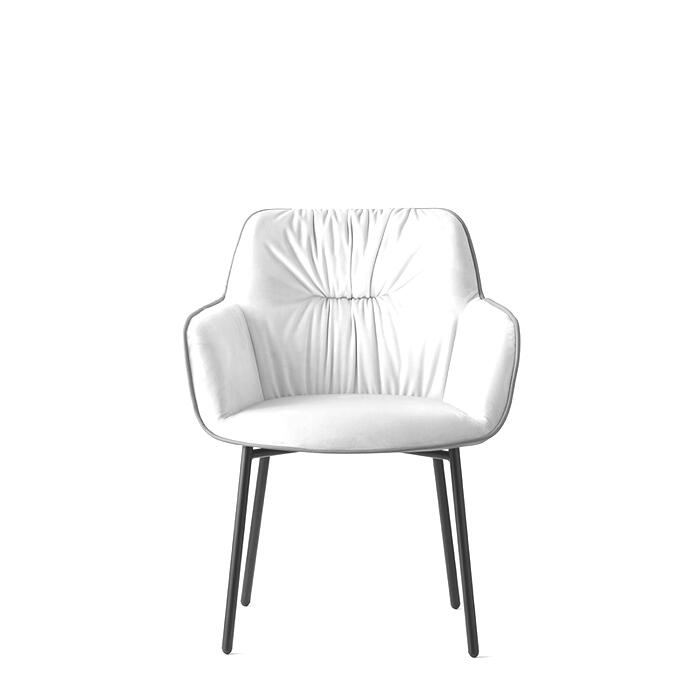 Calligaris Cocoon CS2084 Two-tone Armchair with Plush Seat and Metal Base | Made to Order