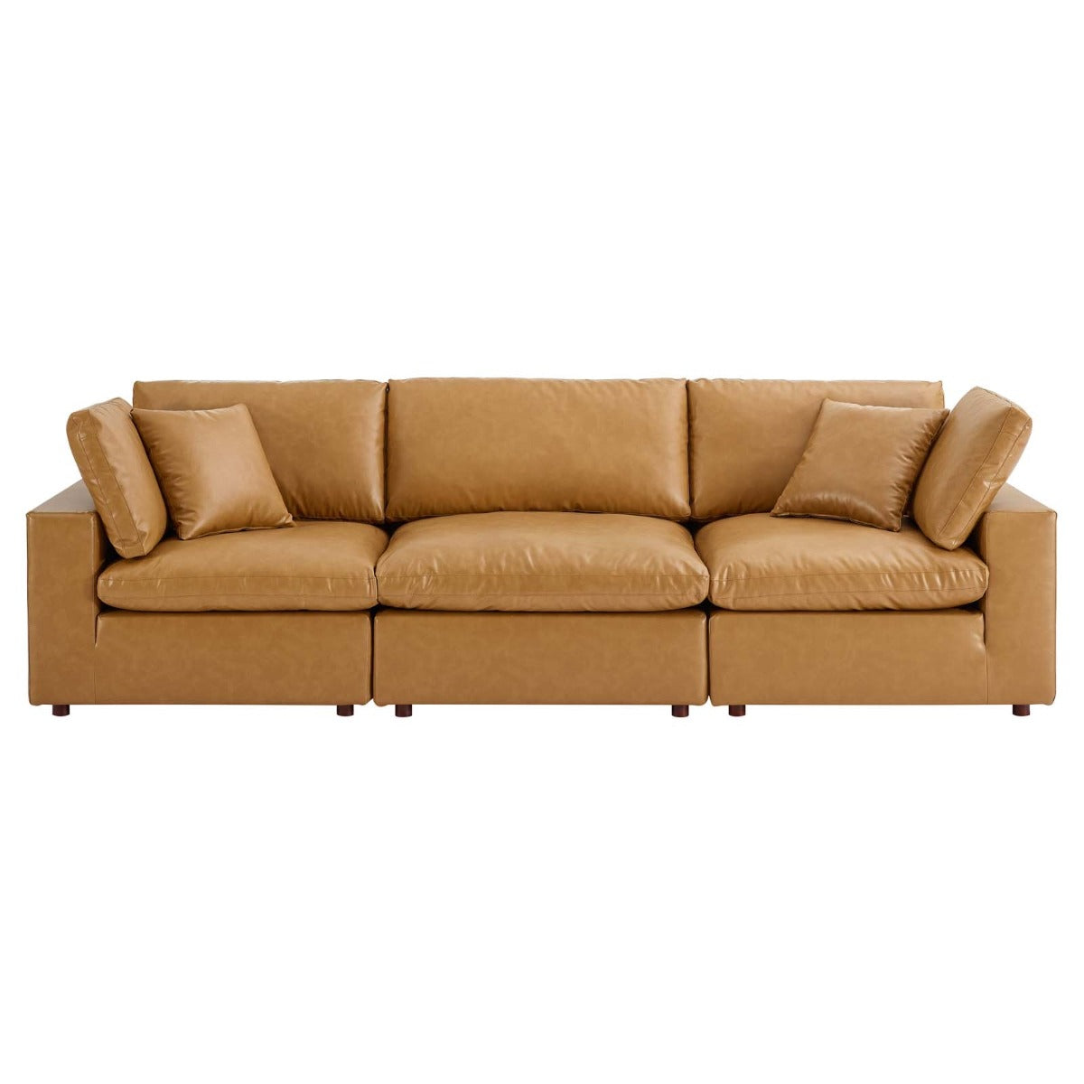 Modway Commix Down Filled Overstuffed Vegan Leather 3-Seater Sofa