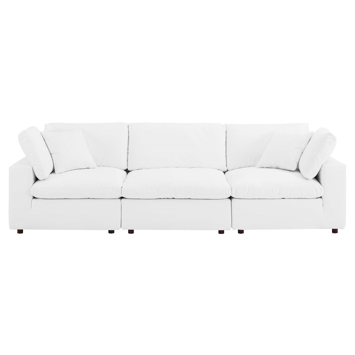 Modway Commix Down Filled Overstuffed Vegan Leather 3-Seater Sofa