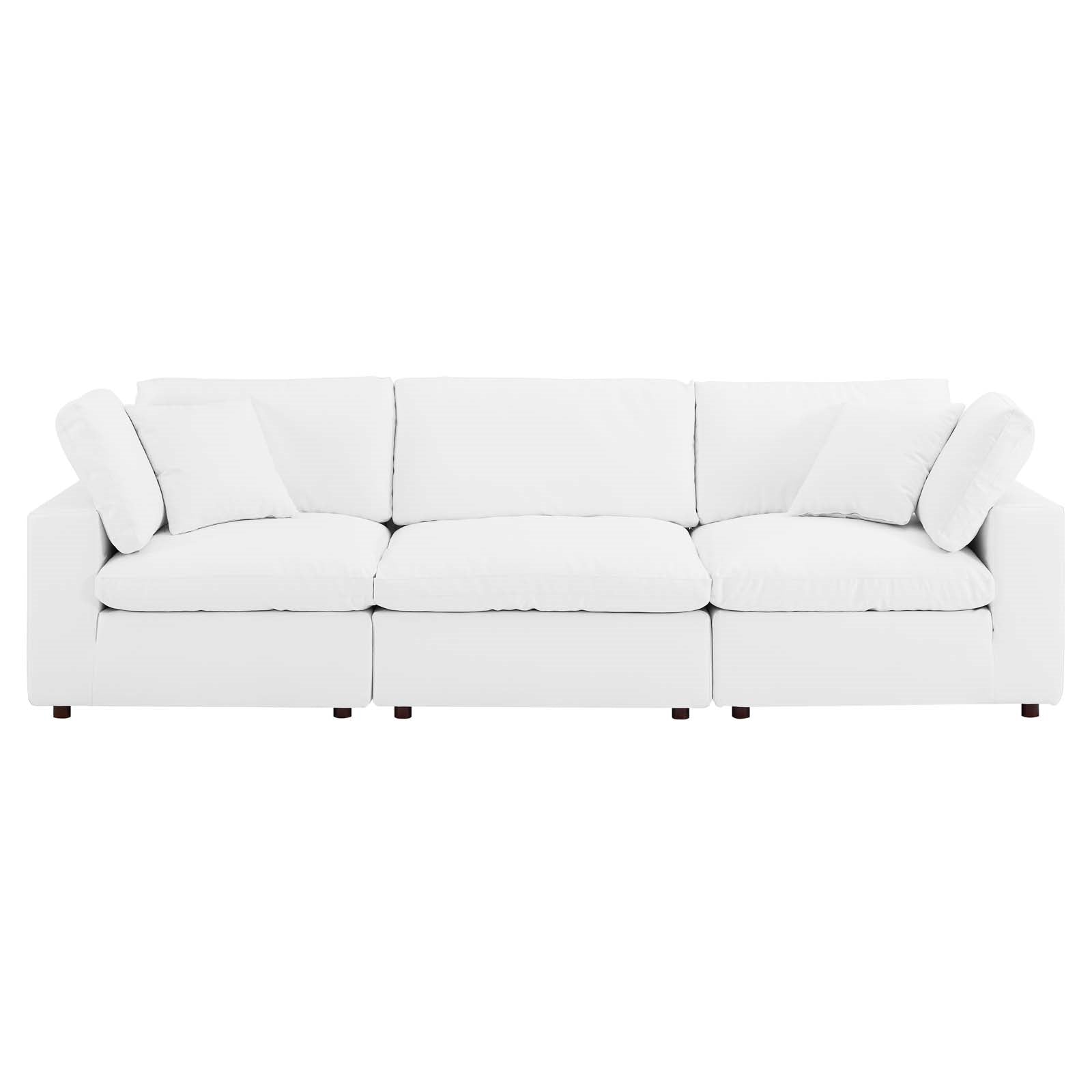 Modway Commix Down Filled Overstuffed Vegan Leather 3-Seater Sofa