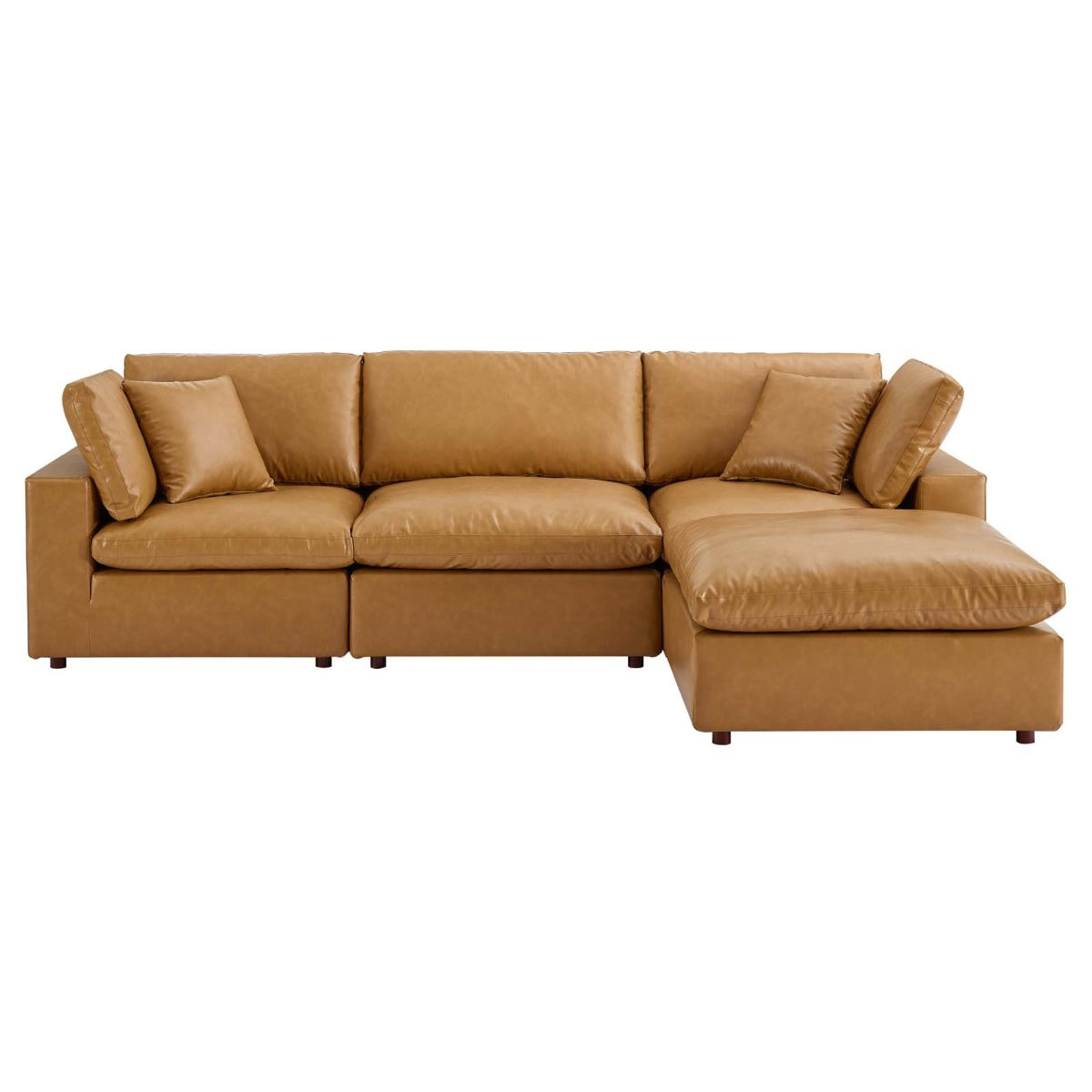 Modway Commix Down Filled Overstuffed Vegan Leather 4-Piece Sectional Sofa