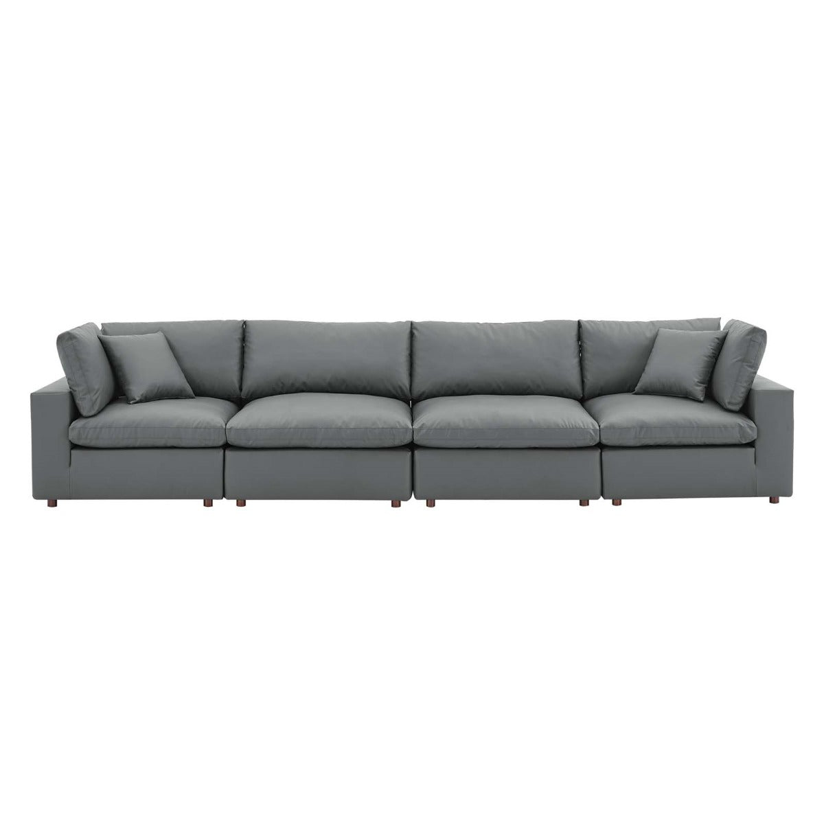 Modway Commix Down Filled Overstuffed Vegan Leather 4-Seater Sofa