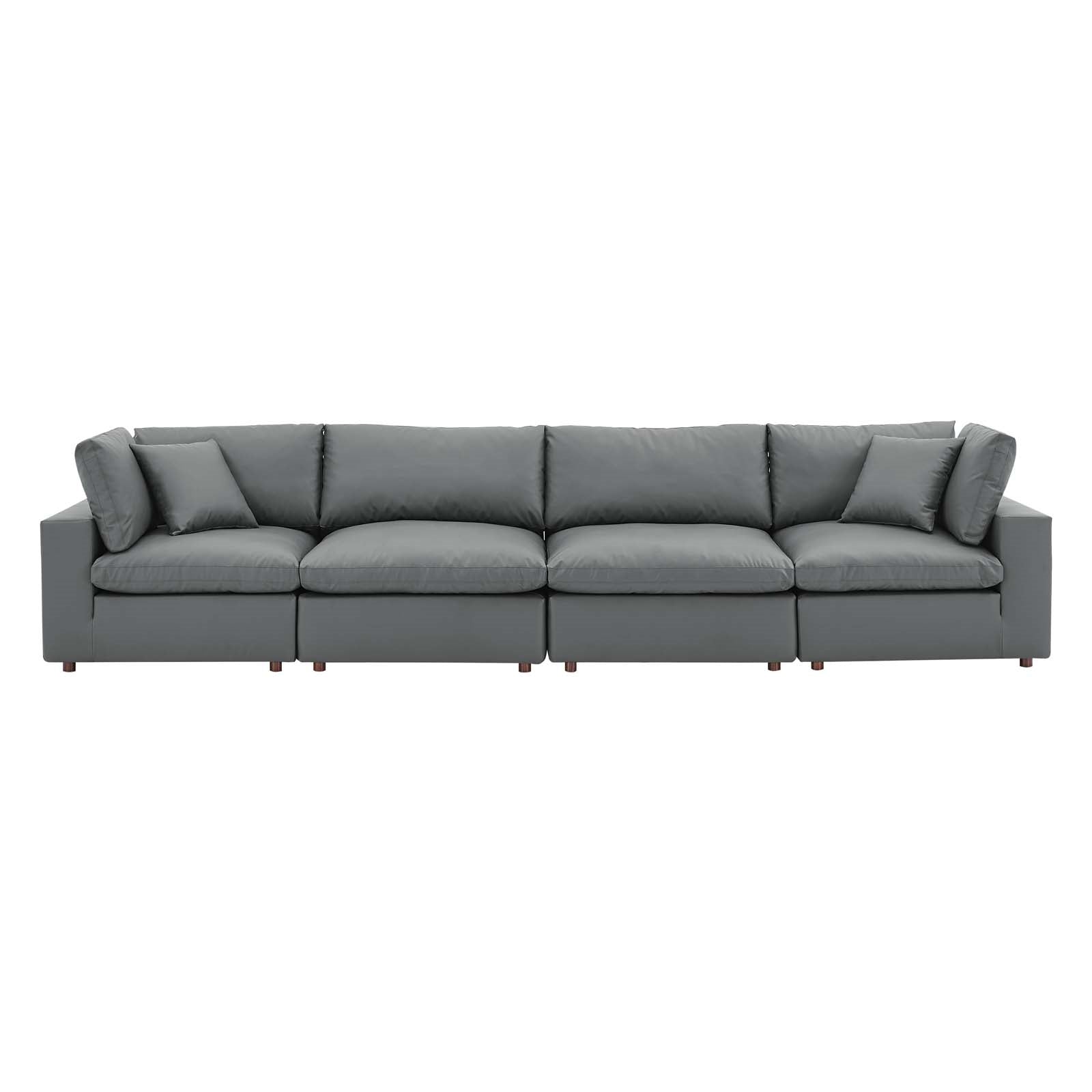 Modway Commix Down Filled Overstuffed Vegan Leather 4-Seater Sofa