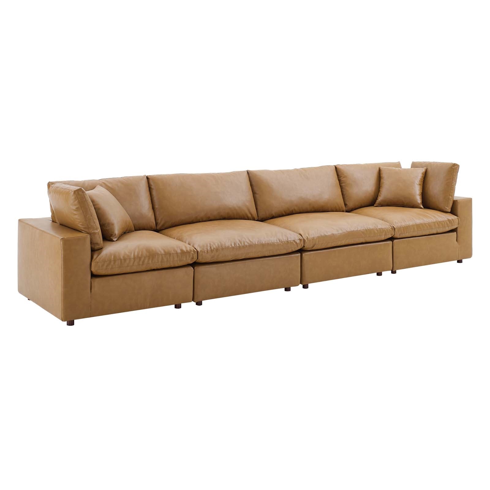Modway Commix Down Filled Overstuffed Vegan Leather 4-Seater Sofa