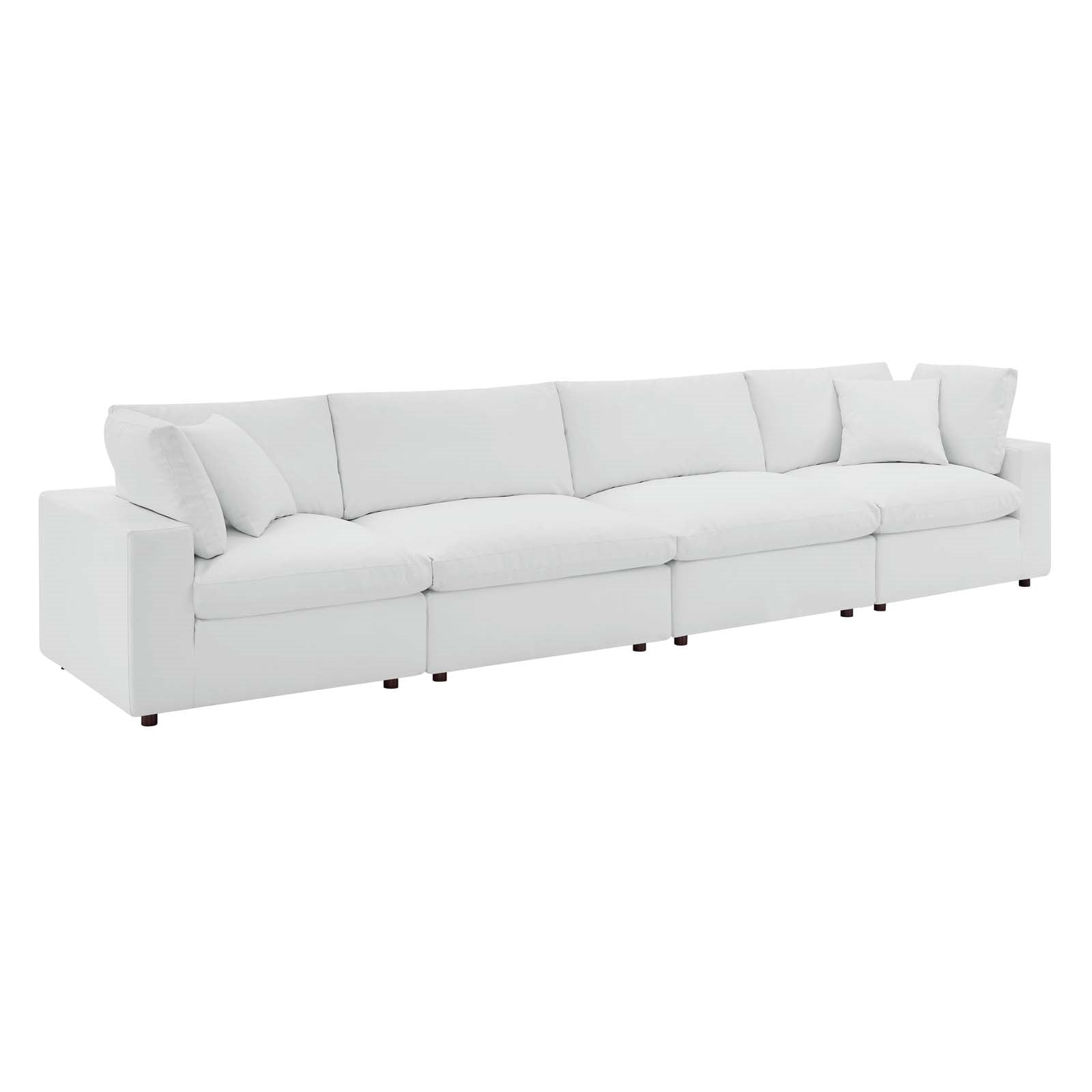 Modway Commix Down Filled Overstuffed Vegan Leather 4-Seater Sofa
