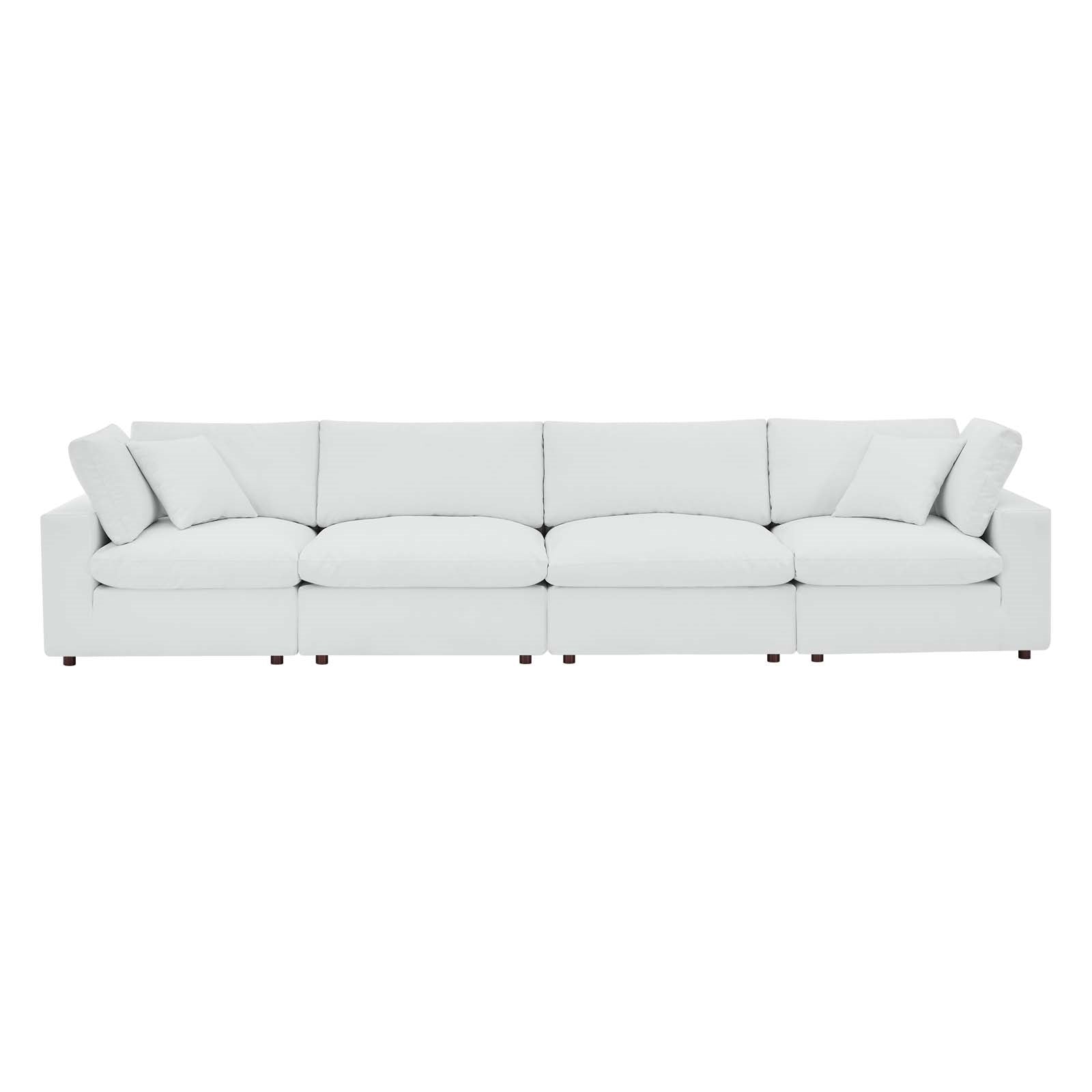 Modway Commix Down Filled Overstuffed Vegan Leather 4-Seater Sofa