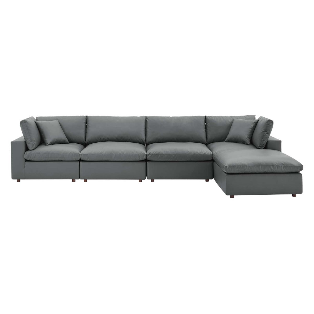 Modway Commix Down Filled Overstuffed Vegan Leather 5Piece Sectional Sofa
