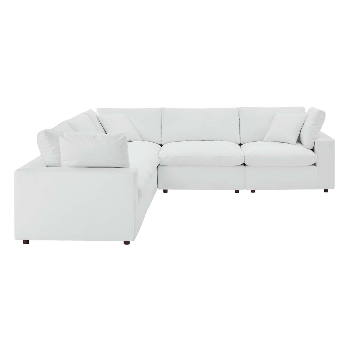 Modway Commix Down Filled Overstuffed Vegan-Leather 5-Piece Sectional Sofa