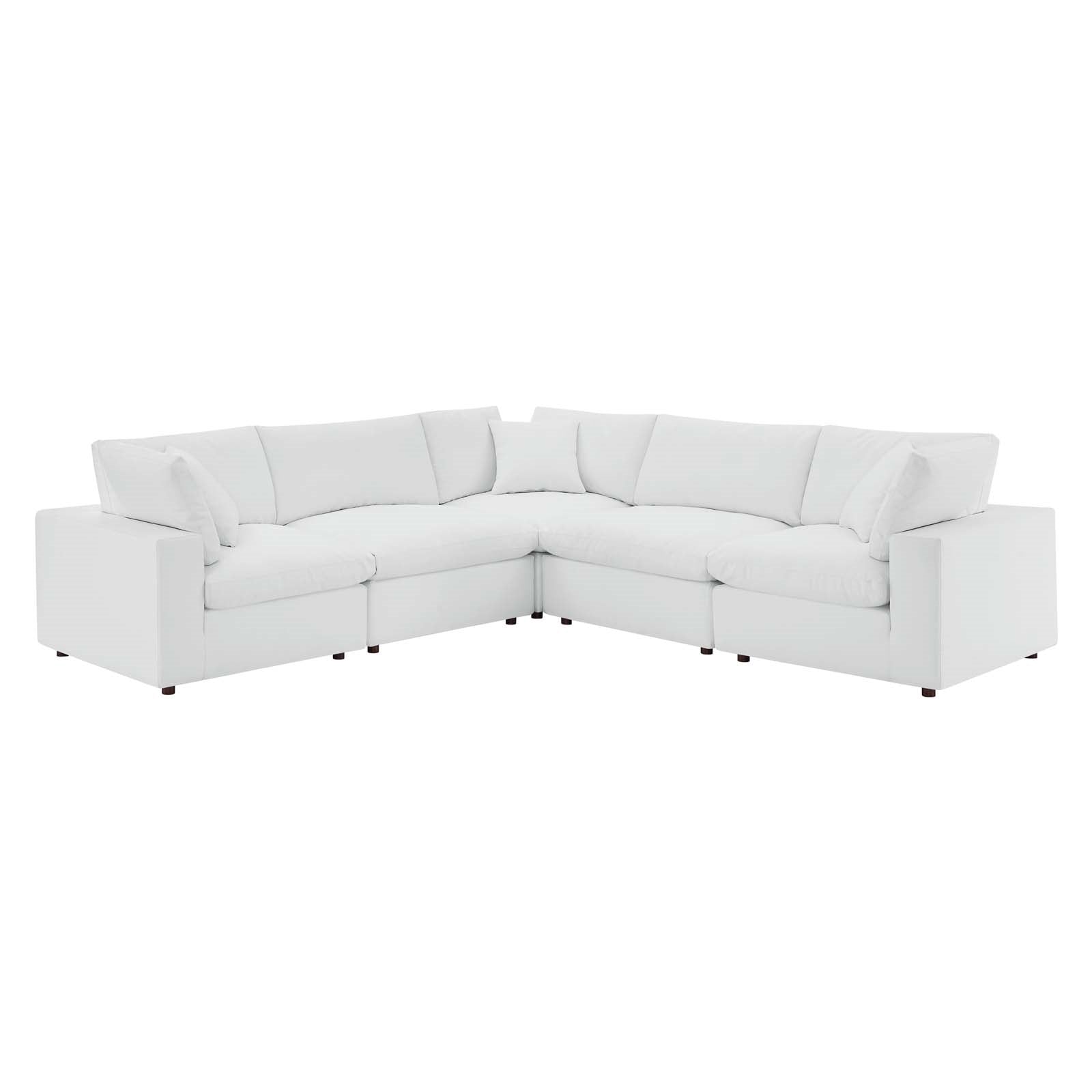 Modway Commix Down Filled Overstuffed Vegan-Leather 5-Piece Sectional Sofa