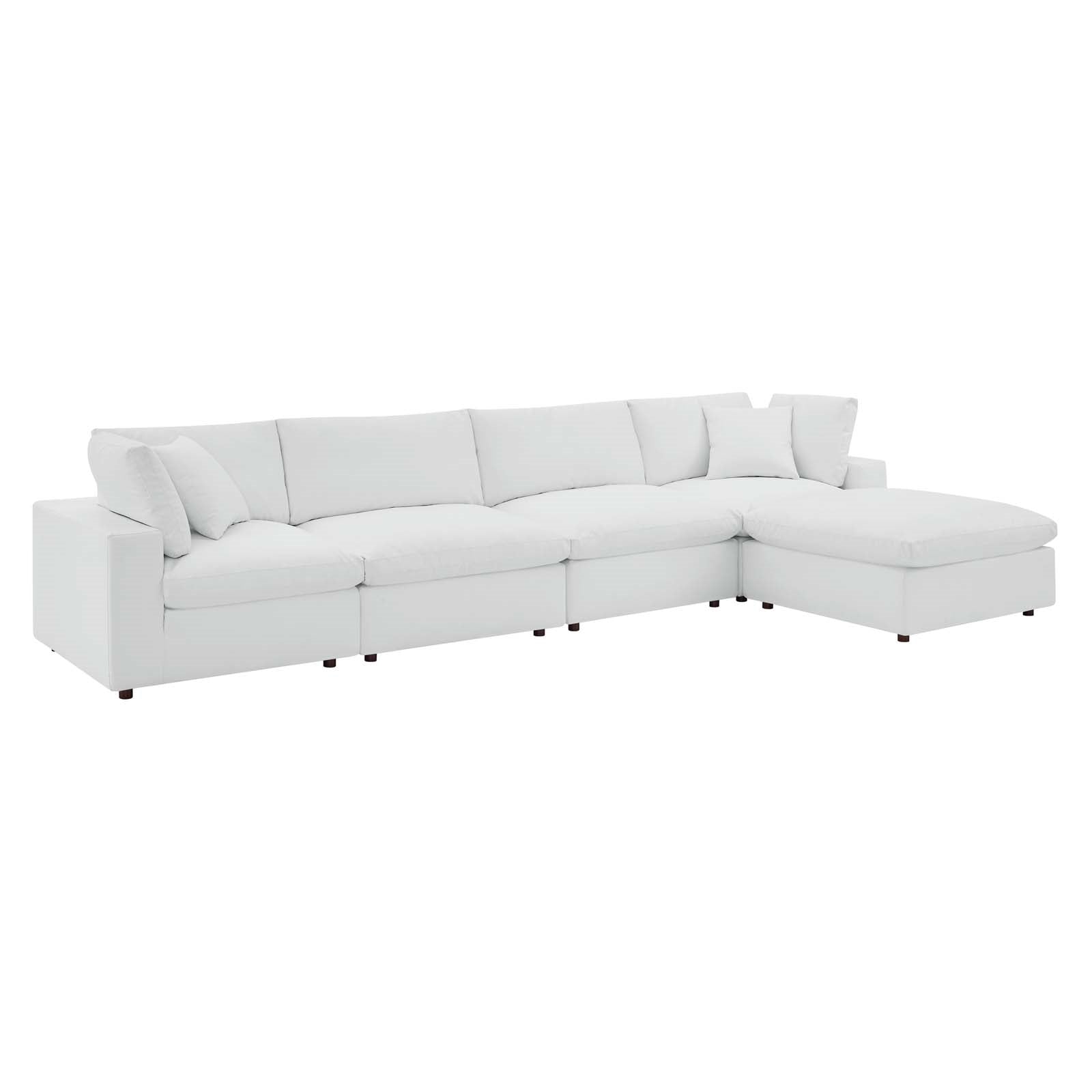 Modway Commix Down Filled Overstuffed Vegan Leather 5Piece Sectional Sofa