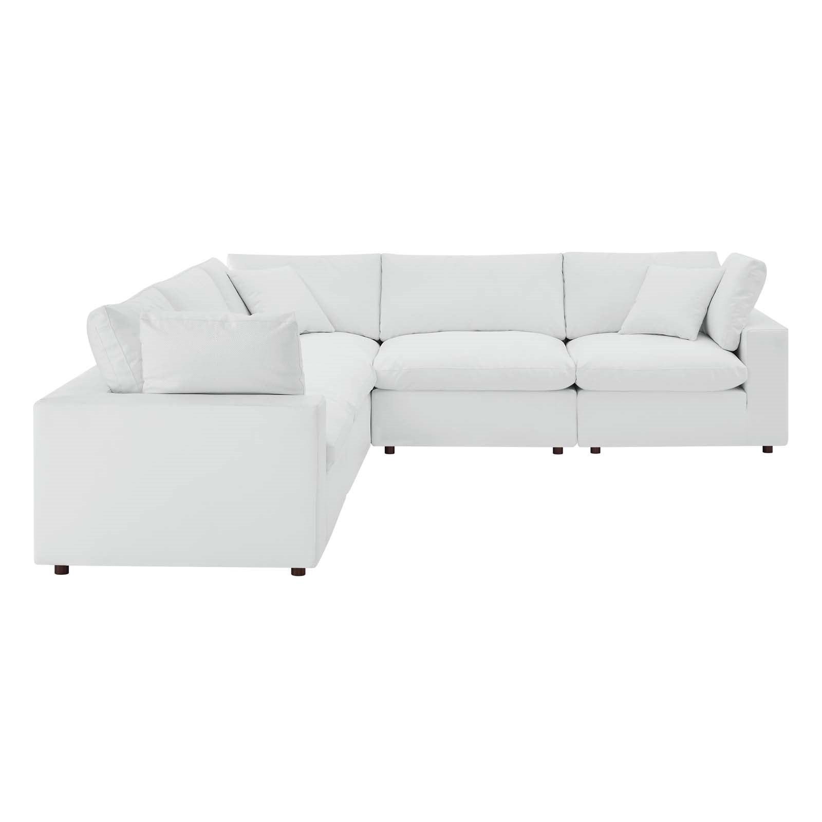 Modway Commix Down Filled Overstuffed Vegan-Leather 5-Piece Sectional Sofa