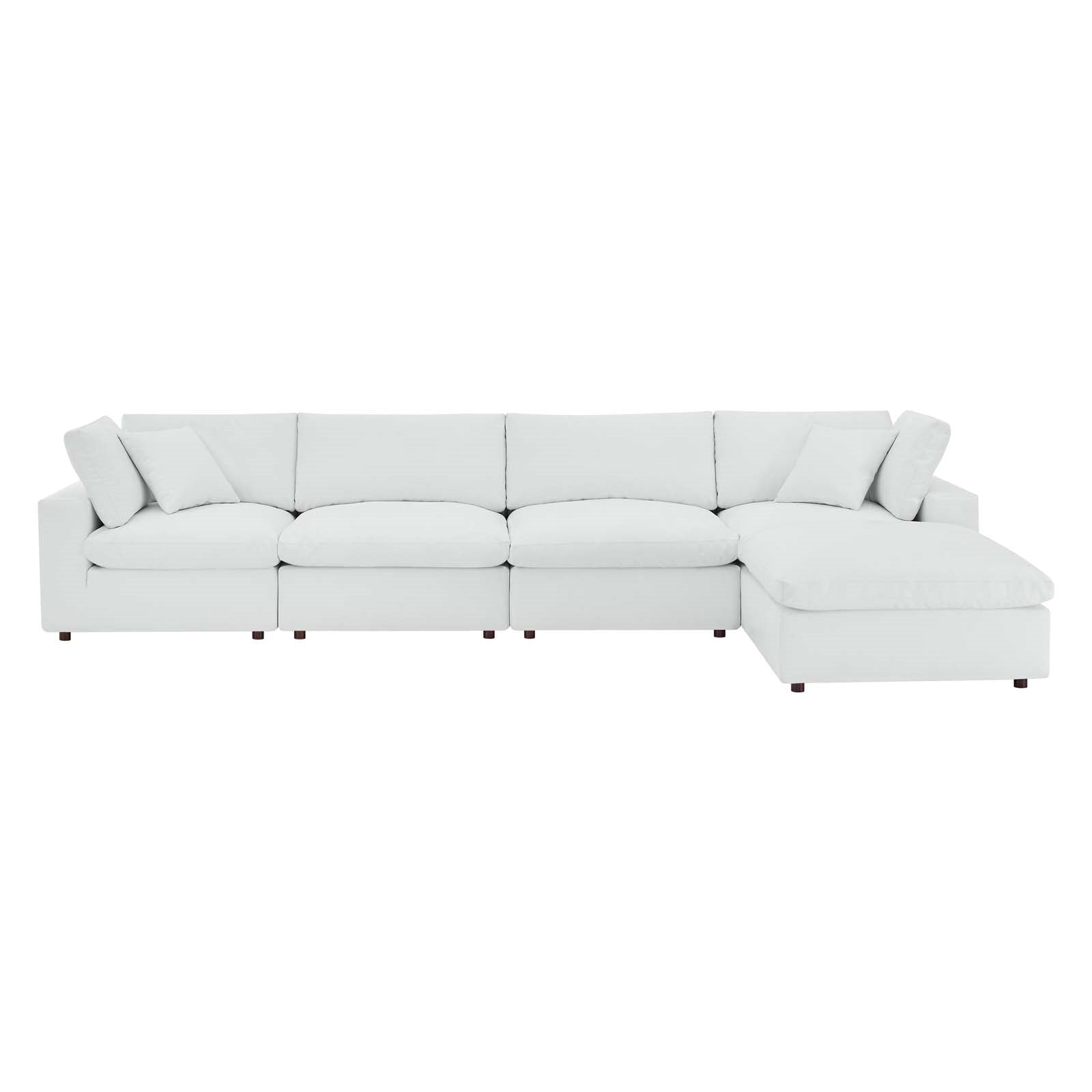 Modway Commix Down Filled Overstuffed Vegan Leather 5Piece Sectional Sofa