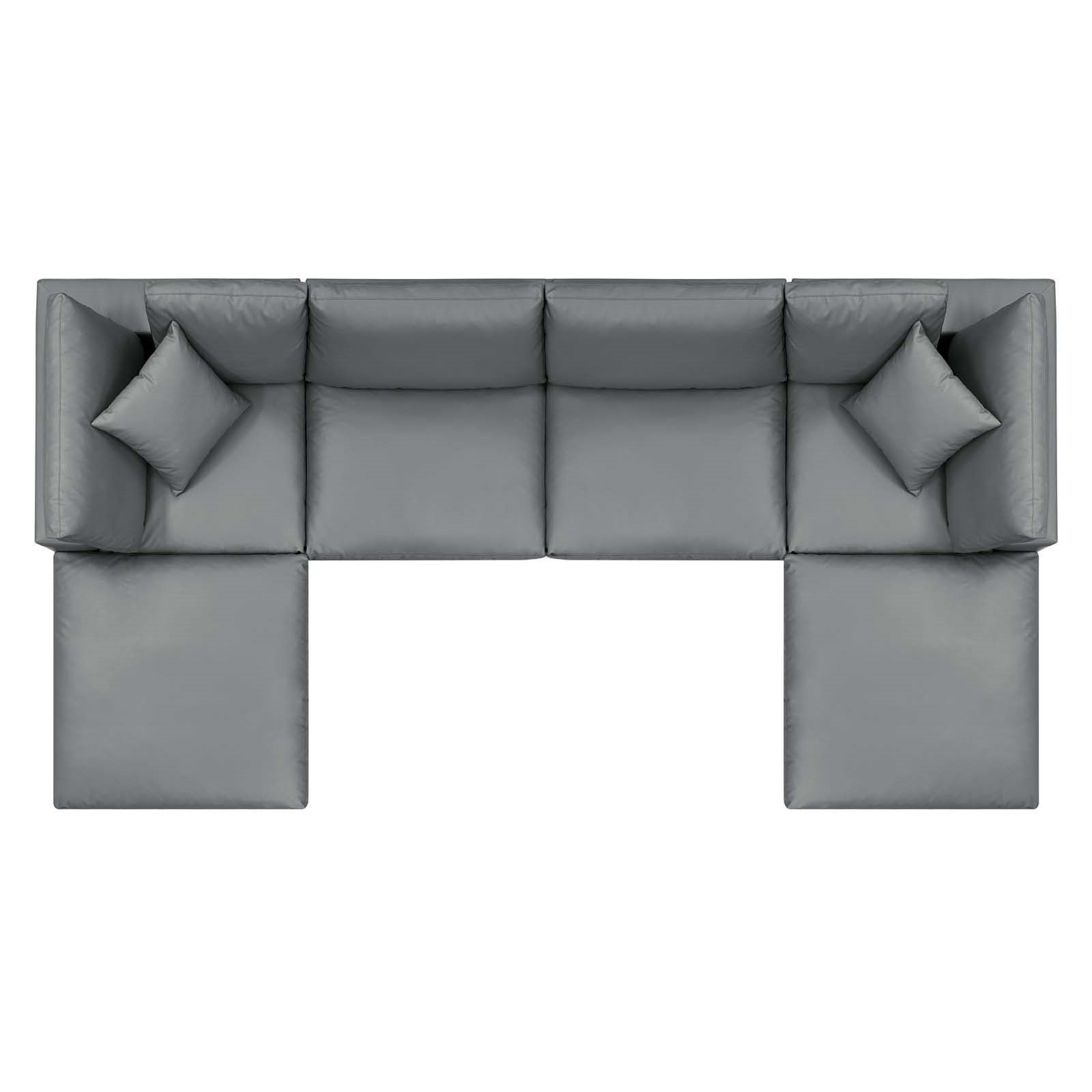 Modway Commix Down Filled Overstuffed Vegan Leather 6-Piece Sectional Sofa
