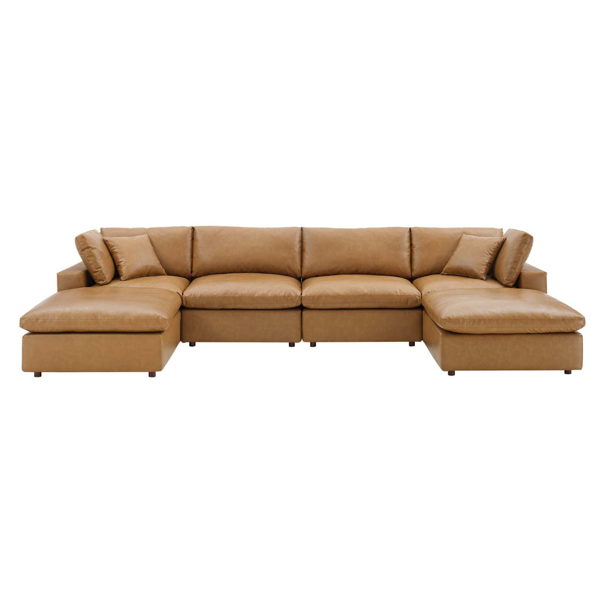 Modway Commix Down Filled Overstuffed Vegan Leather 6-Piece Sectional Sofa