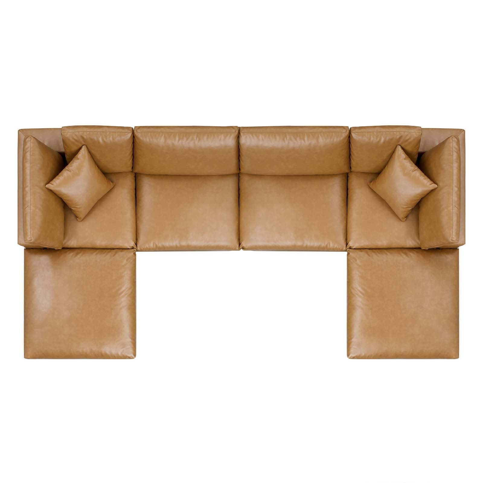 Modway Commix Down Filled Overstuffed Vegan Leather 6-Piece Sectional Sofa
