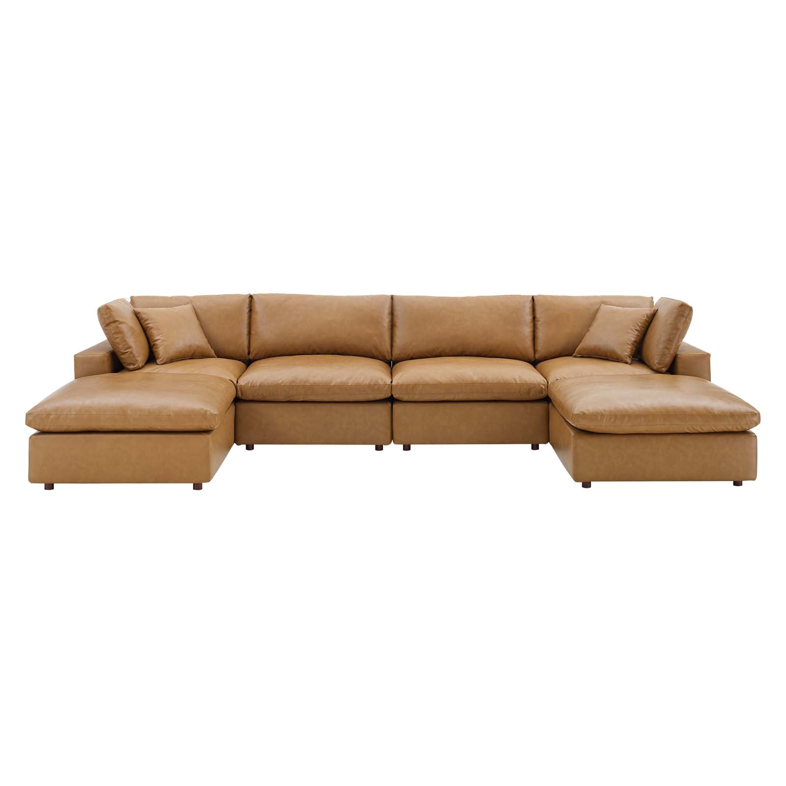 Modway Commix Down Filled Overstuffed Vegan Leather 6-Piece Sectional Sofa