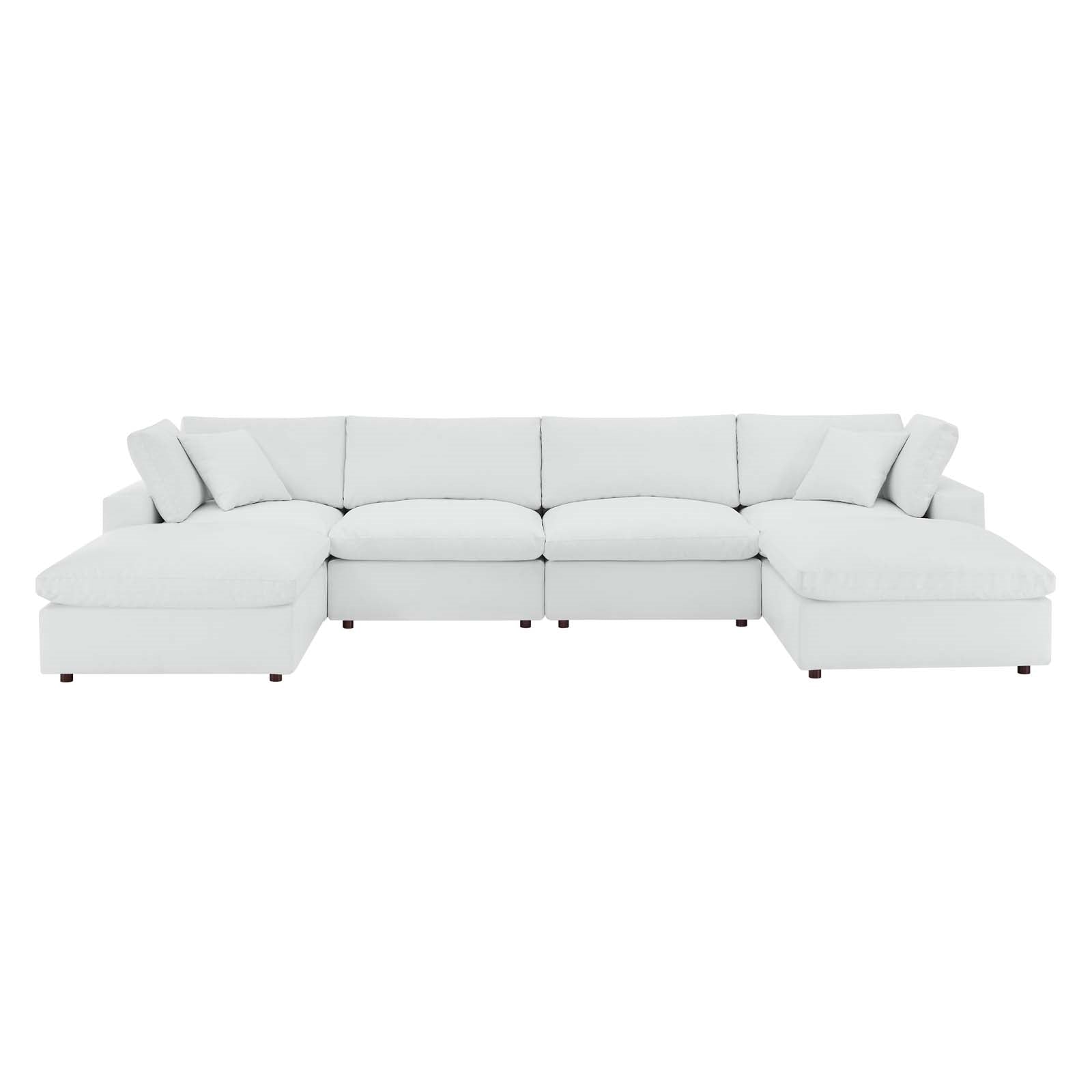 Modway Commix Down Filled Overstuffed Vegan Leather 6-Piece Sectional Sofa