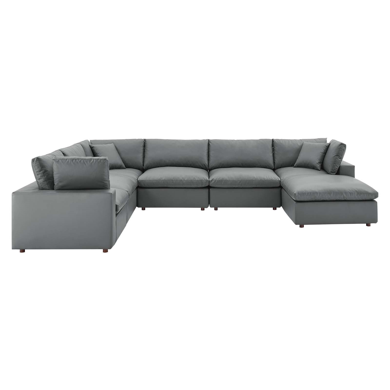 Modway Commix Down Filled Overstuffed Vegan Leather 7-Piece Sectional Sofa