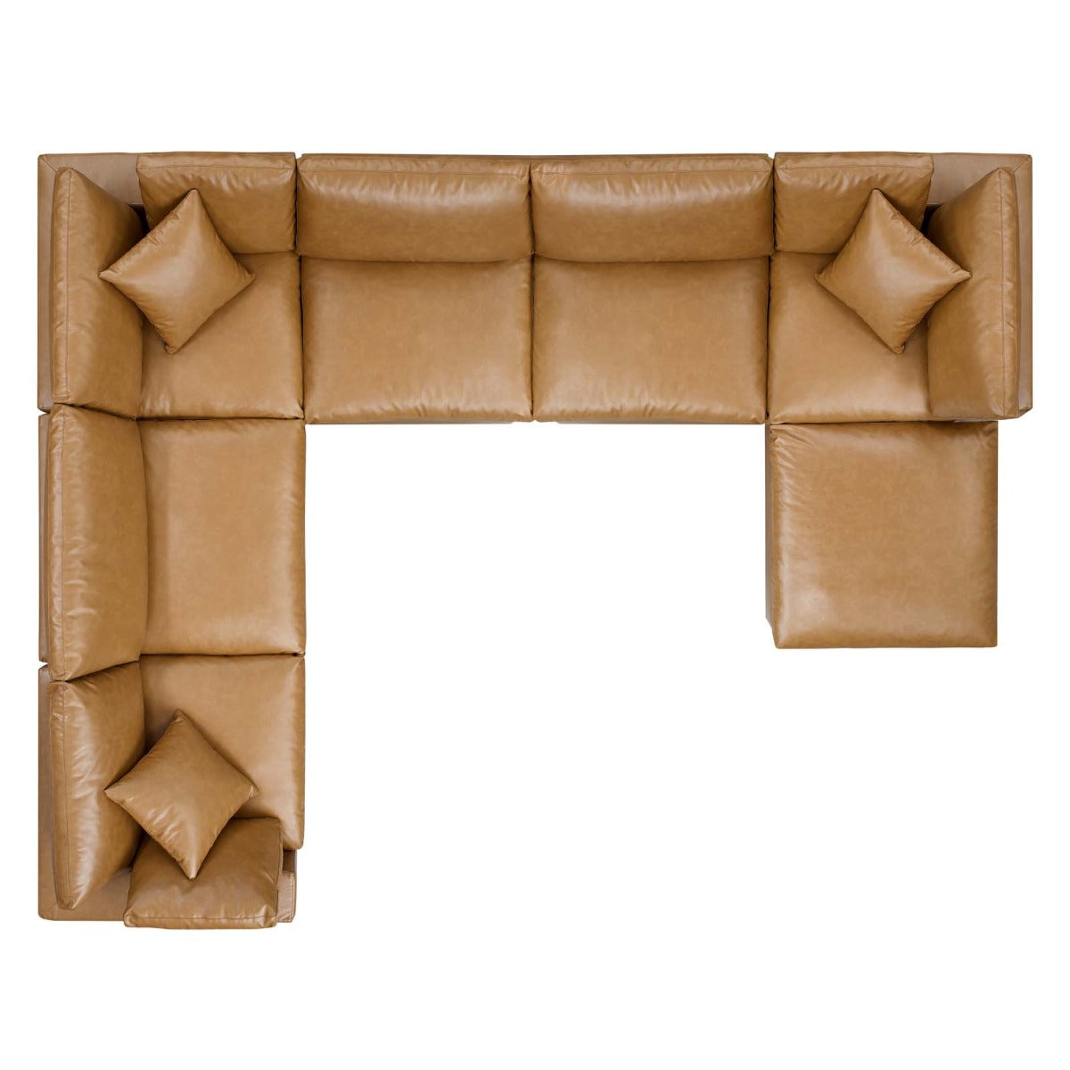Modway Commix Down Filled Overstuffed Vegan Leather 7-Piece Sectional Sofa