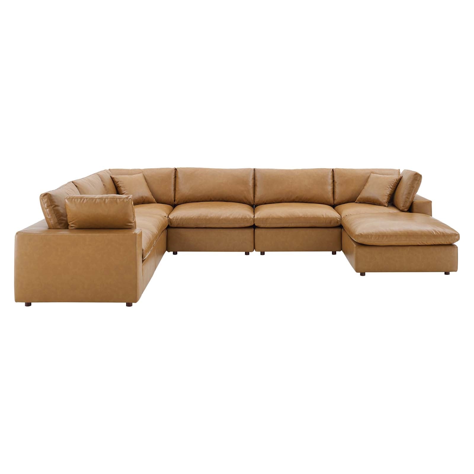Modway Commix Down Filled Overstuffed Vegan Leather 7-Piece Sectional Sofa