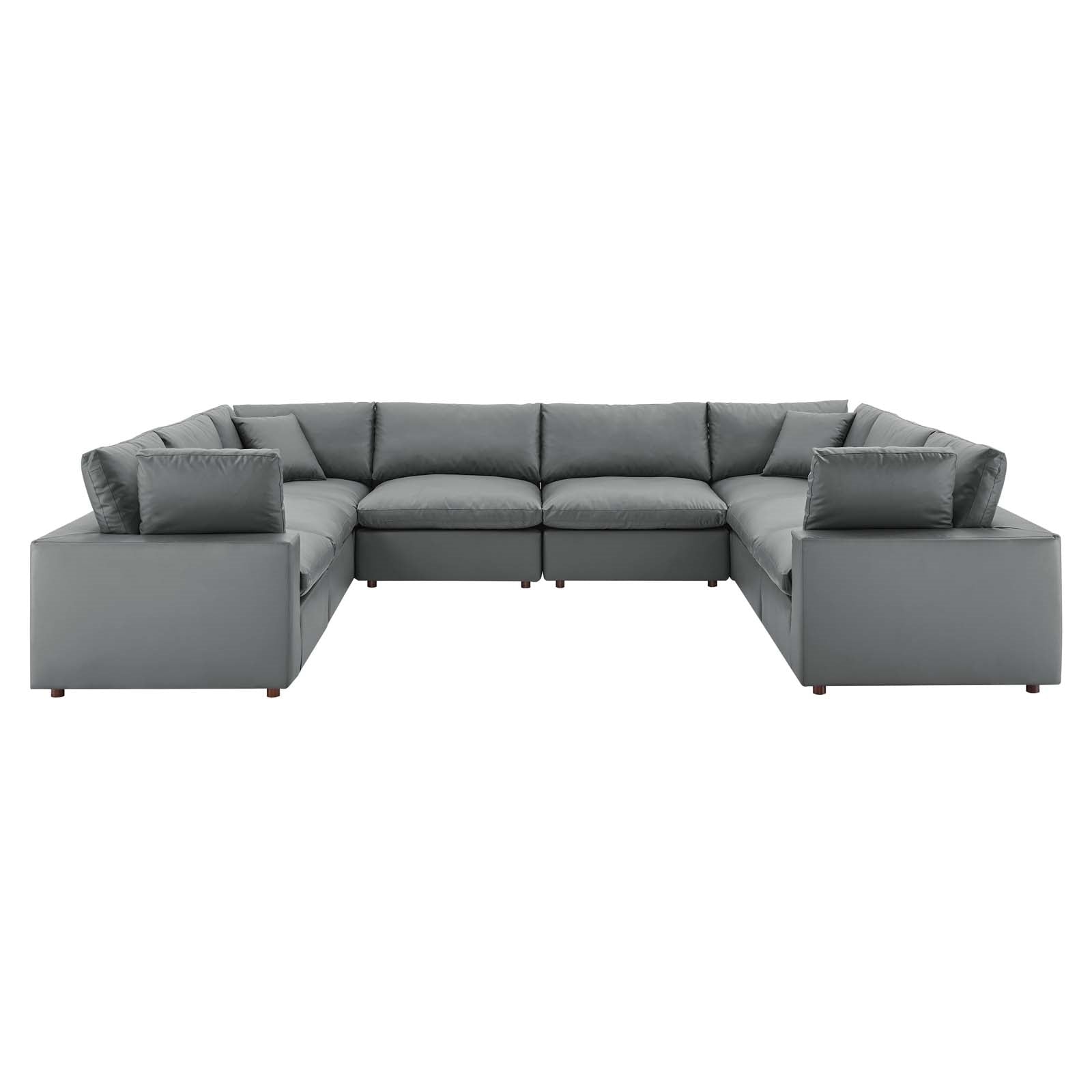 Modway Commix Down Filled Overstuffed Vegan Leather 8-Piece Sectional Sofa