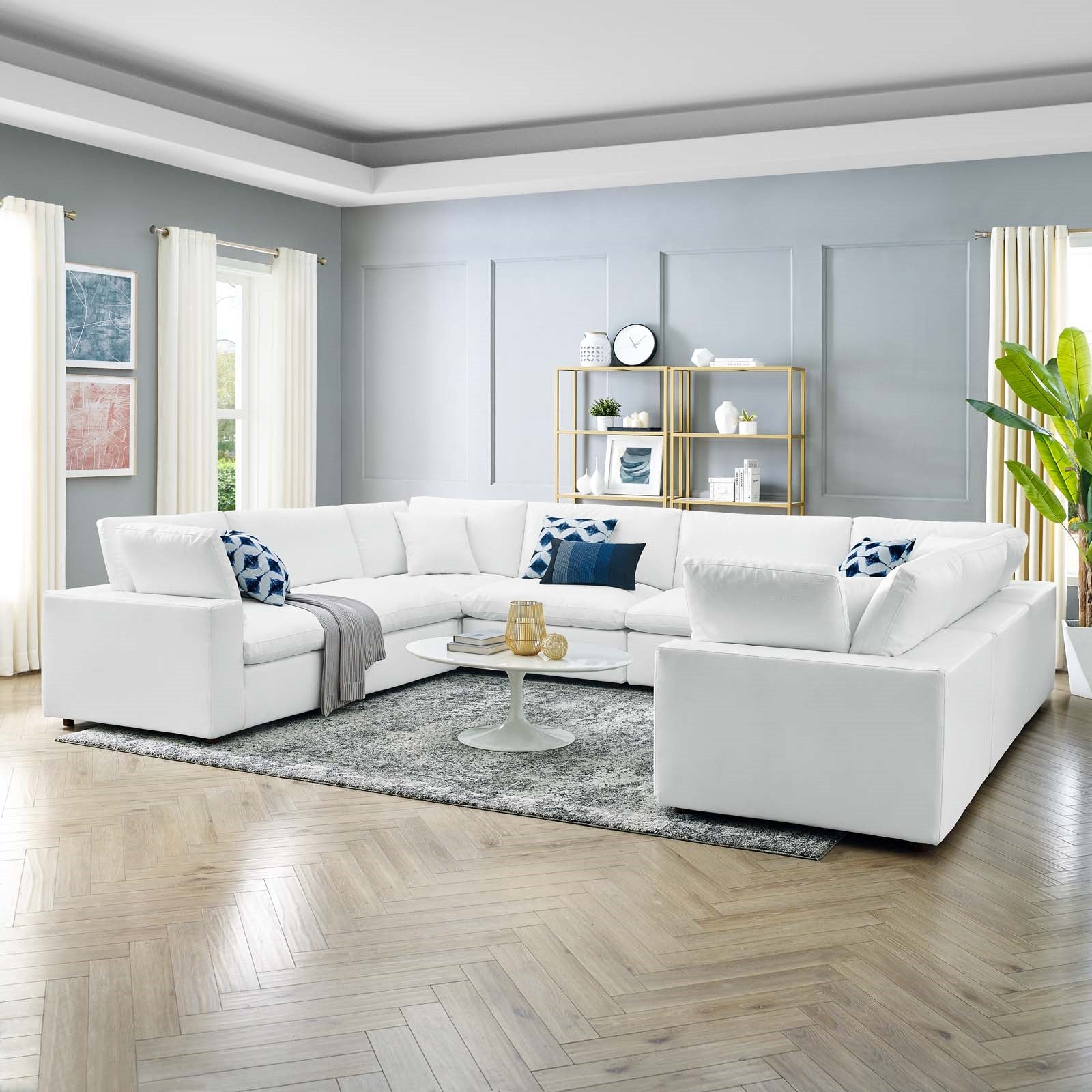 Modway Commix Down Filled Overstuffed Vegan Leather 8-Piece Sectional Sofa