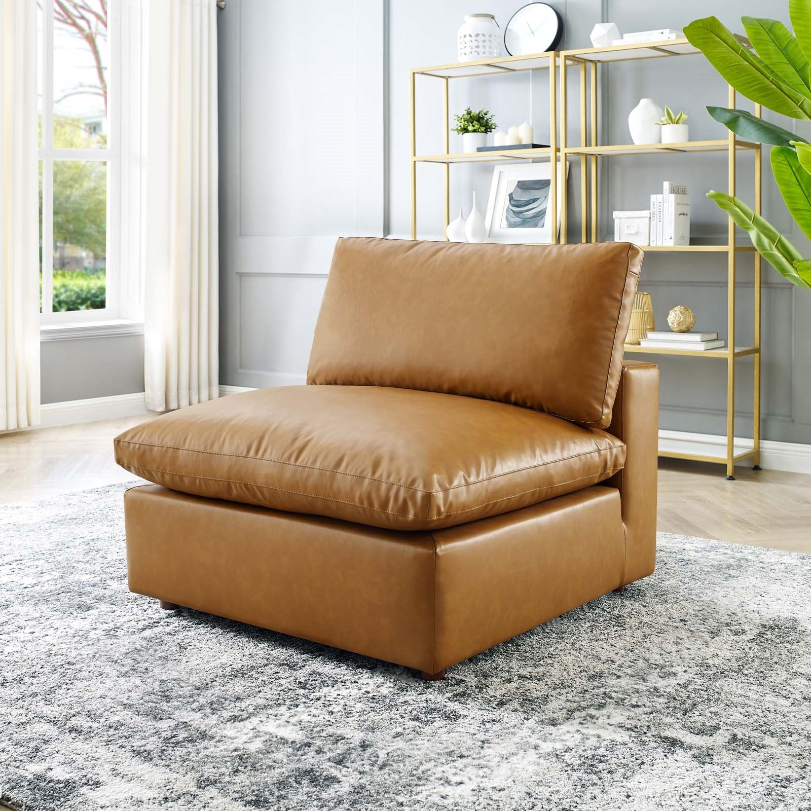 Modway Commix Down Filled Overstuffed Vegan Leather Armless Chair
