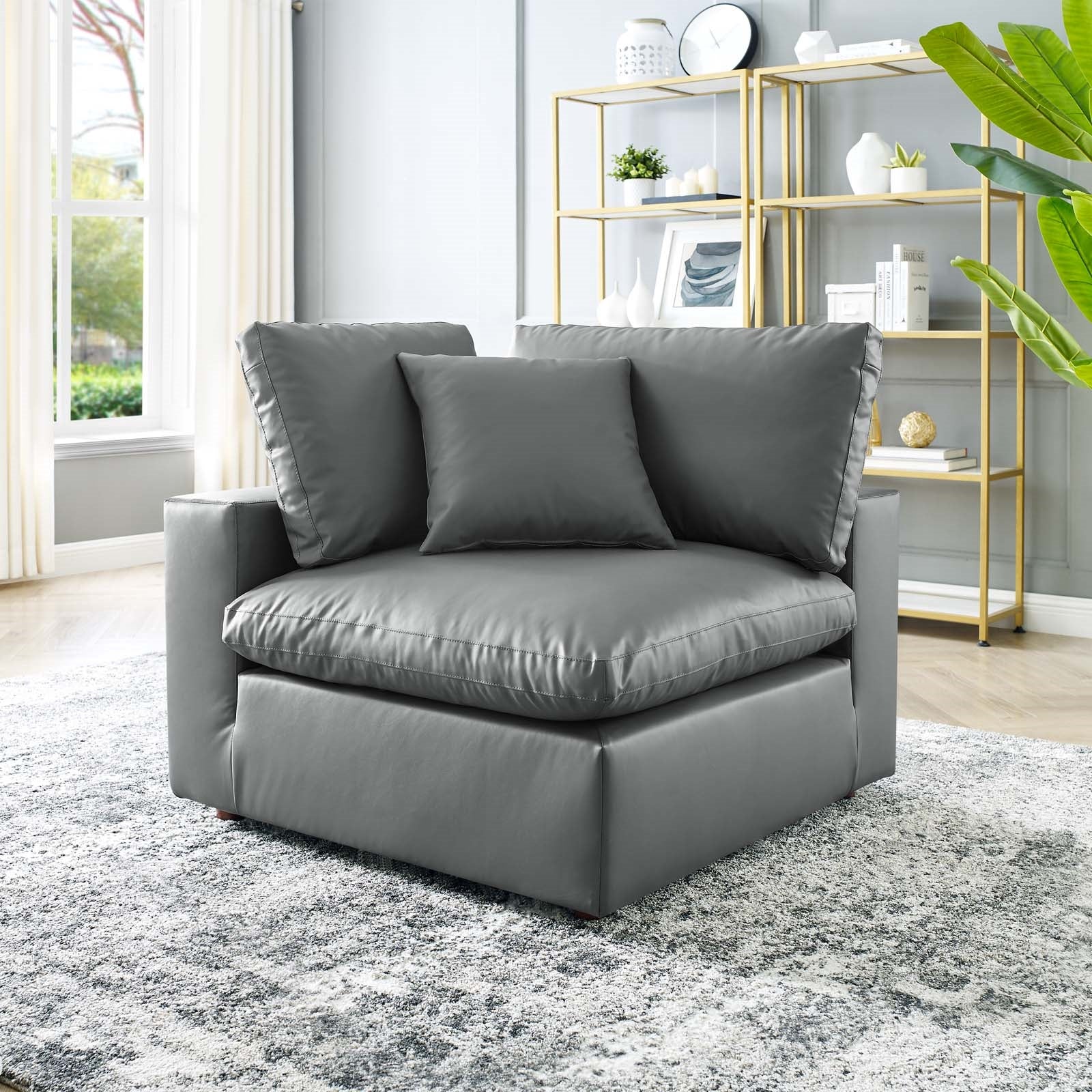Modway Commix Down Filled Overstuffed Vegan Leather Corner Chair