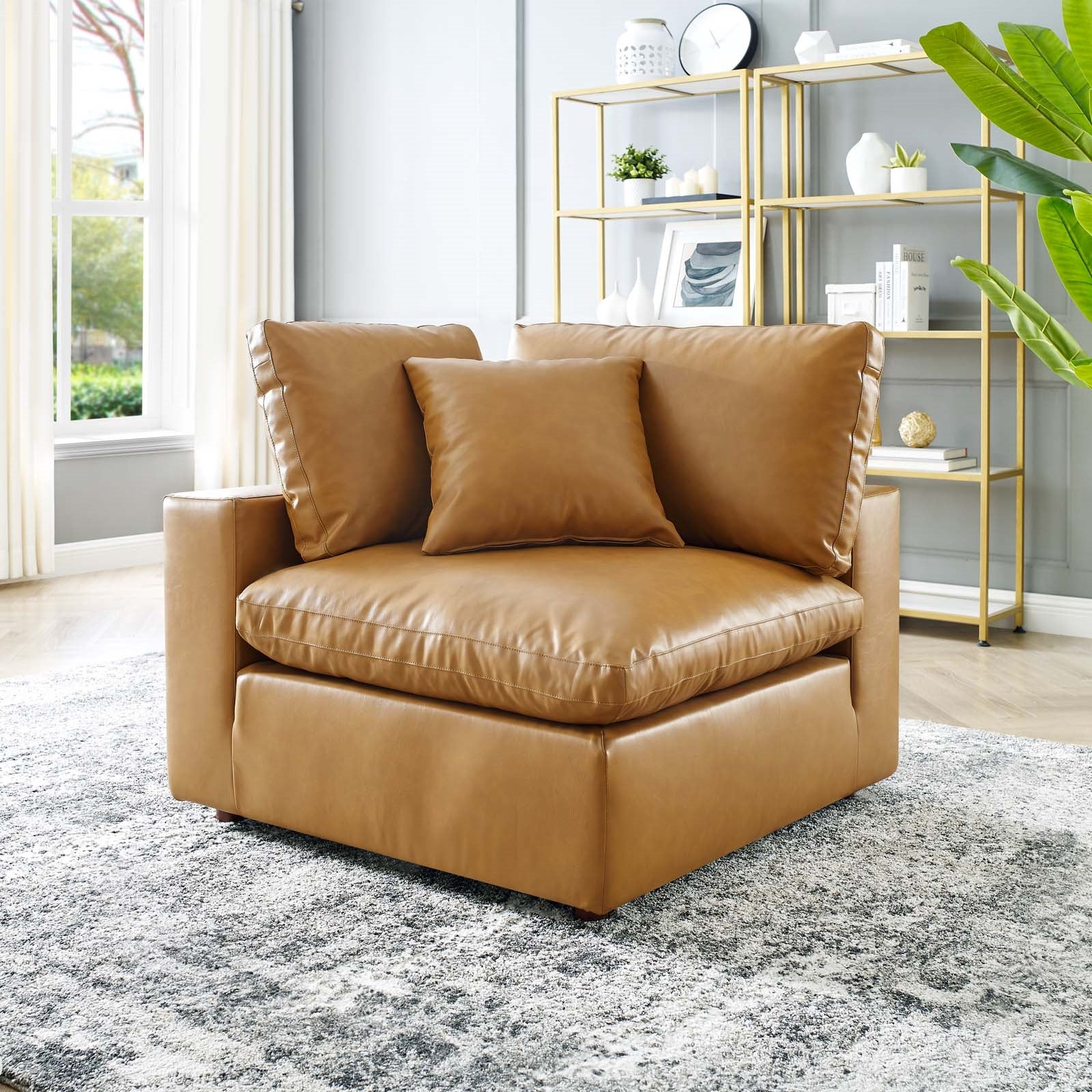 Modway Commix Down Filled Overstuffed Vegan Leather Corner Chair