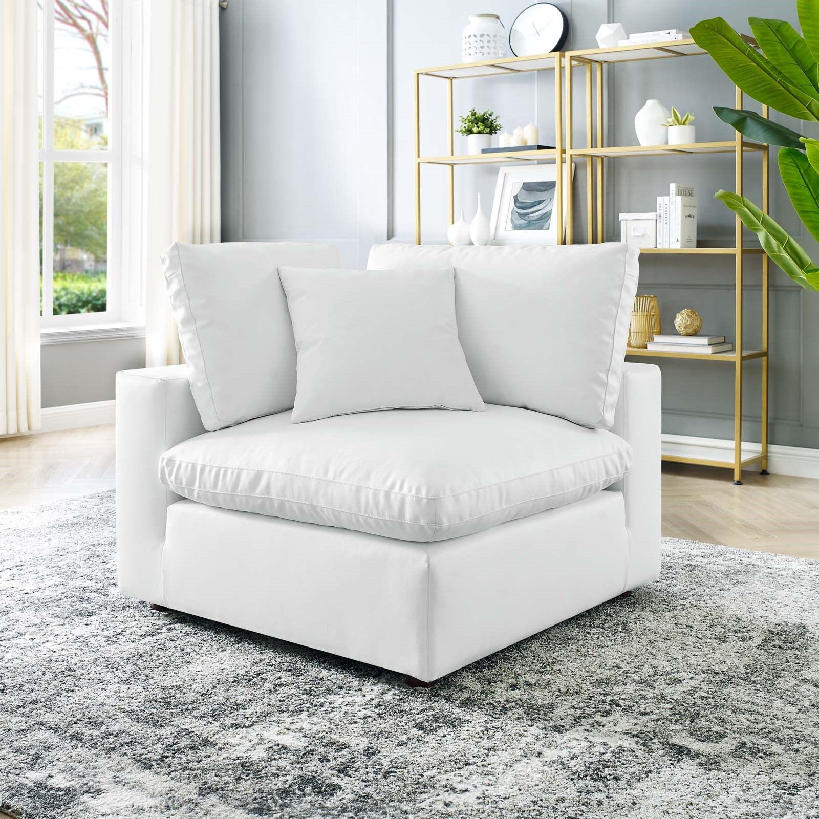 Modway Commix Down Filled Overstuffed Vegan Leather Corner Chair