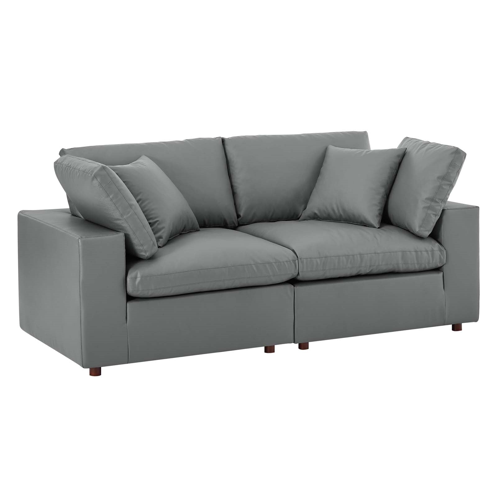 Modway Commix Down Filled Overstuffed Vegan Leather Loveseat