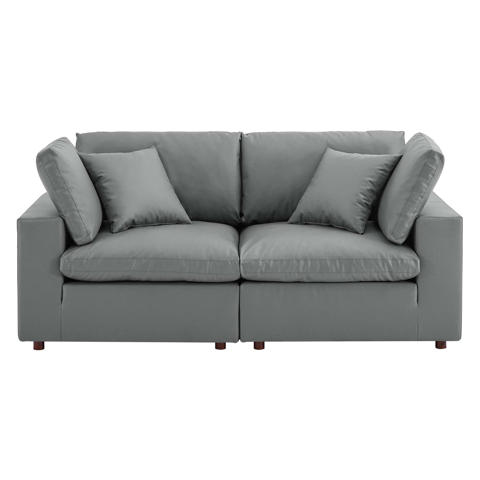 Modway Commix Down Filled Overstuffed Vegan Leather Loveseat