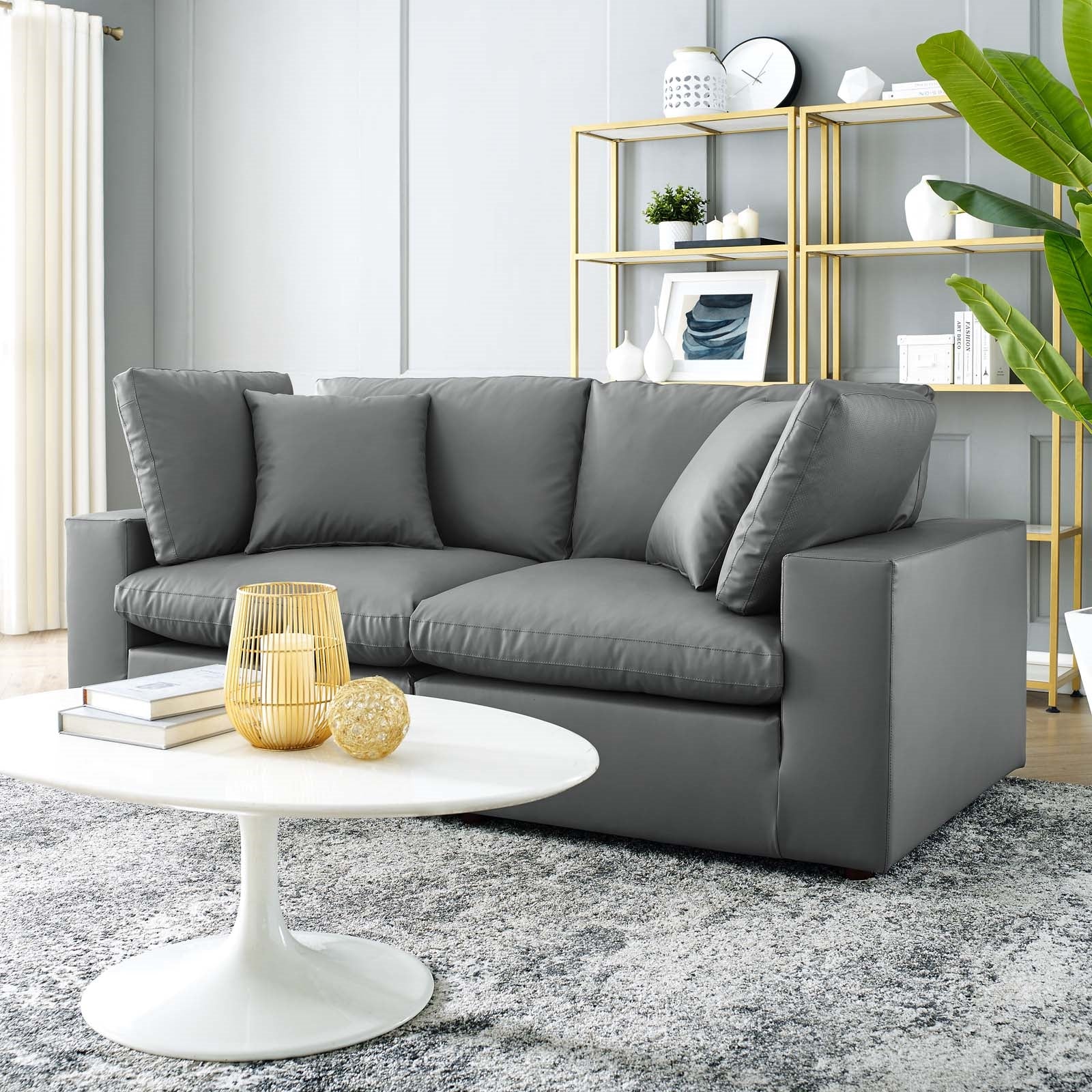 Modway Commix Down Filled Overstuffed Vegan Leather Loveseat