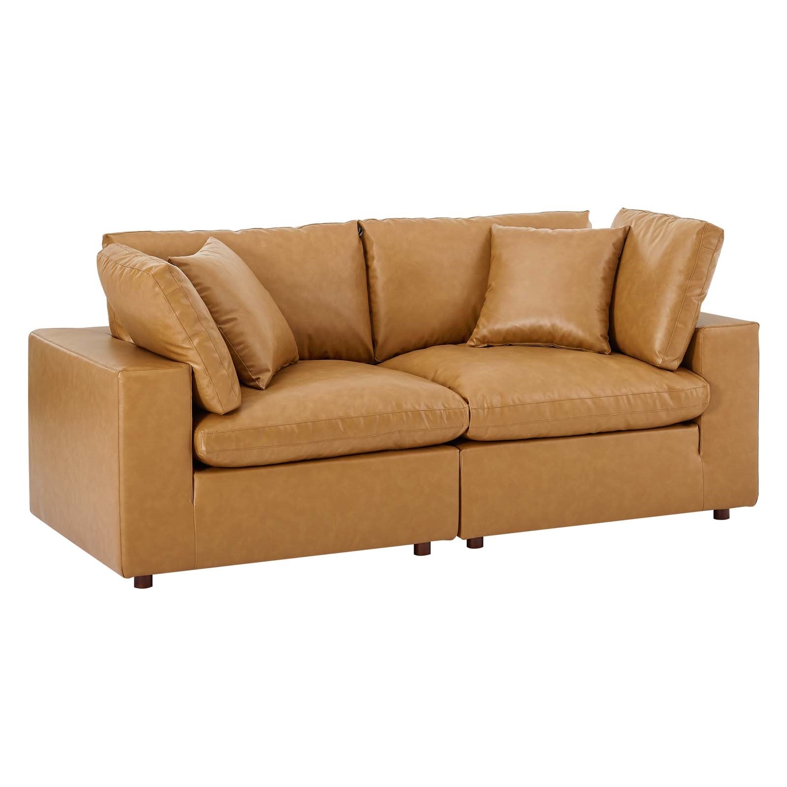 Modway Commix Down Filled Overstuffed Vegan Leather Loveseat