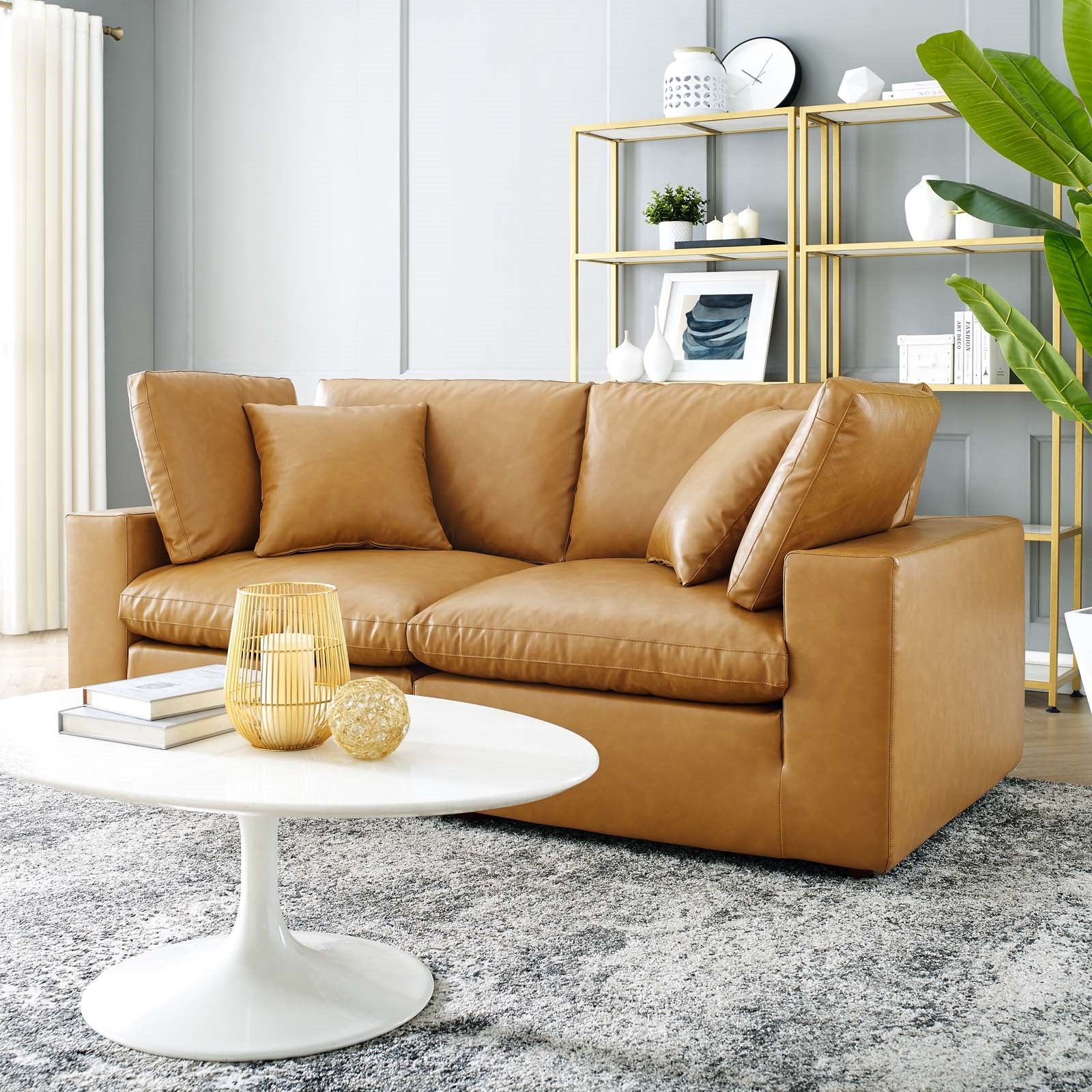 Modway Commix Down Filled Overstuffed Vegan Leather Loveseat