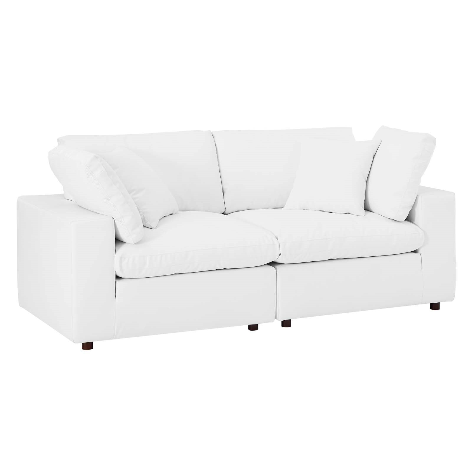 Modway Commix Down Filled Overstuffed Vegan Leather Loveseat