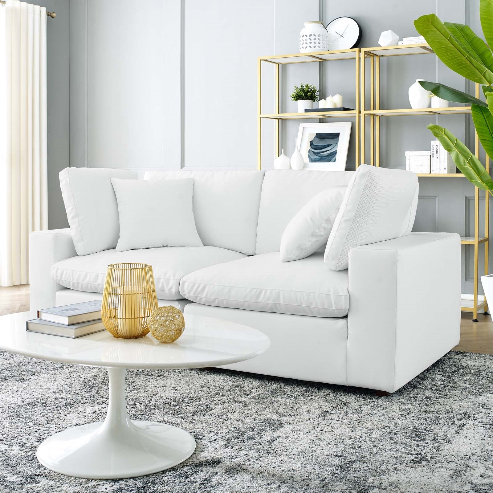 Modway Commix Down Filled Overstuffed Vegan Leather Loveseat
