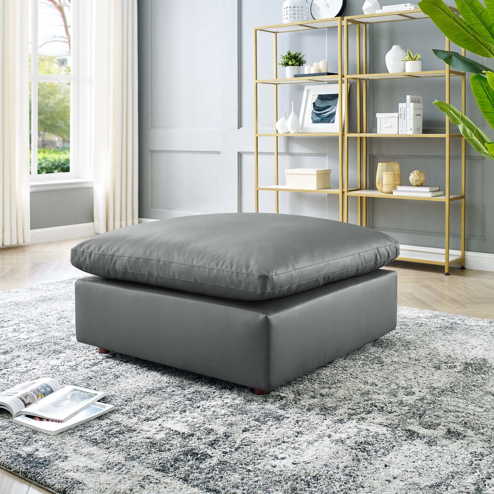 Modway Commix Down Filled Overstuffed Vegan Leather Ottoman