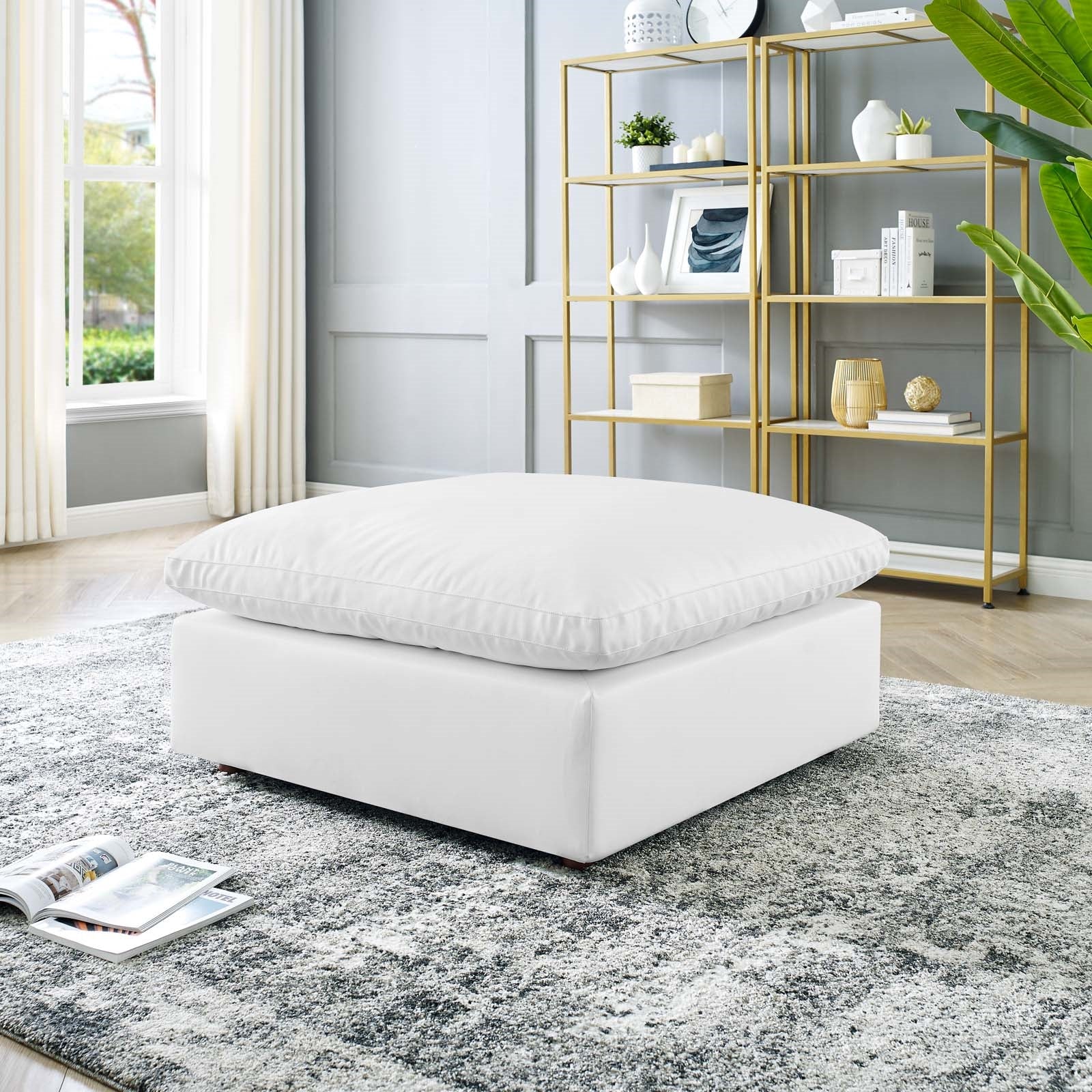 Modway Commix Down Filled Overstuffed Vegan Leather Ottoman