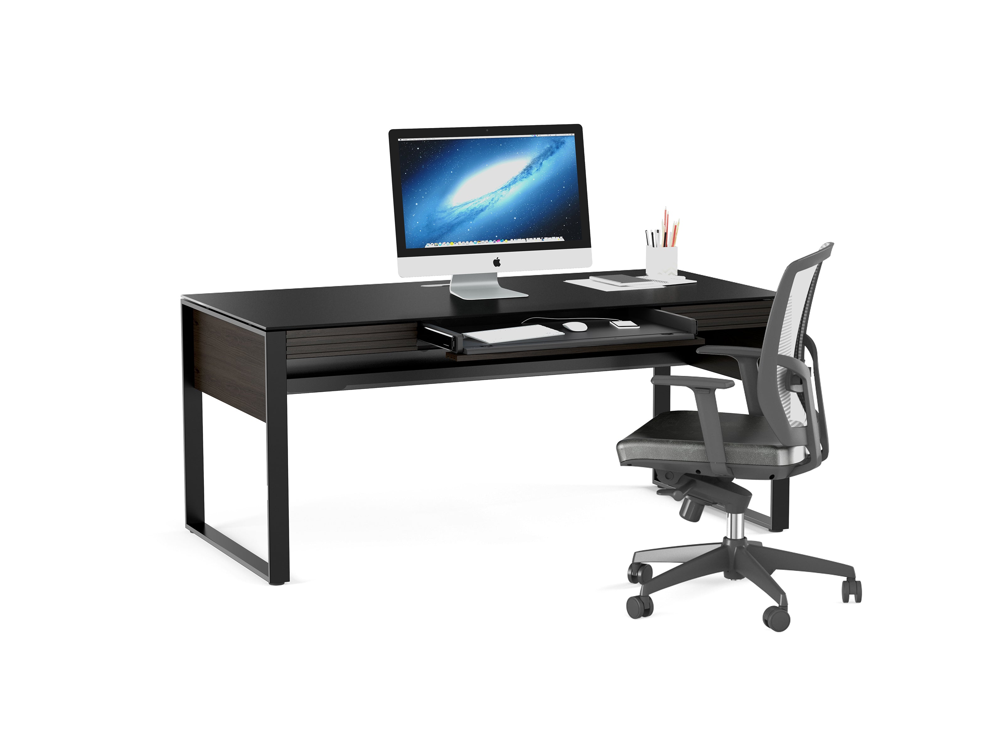 BDI Corridor 6521 Executive Desk, Charcoal Stained Ash
