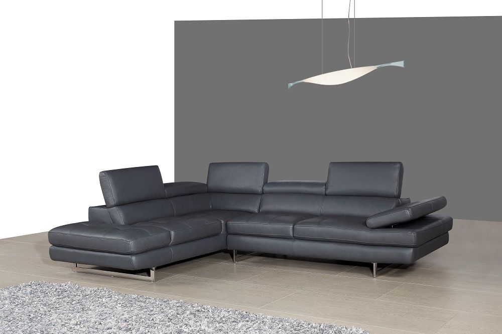 J & M A761 Sectional in Grey Leather