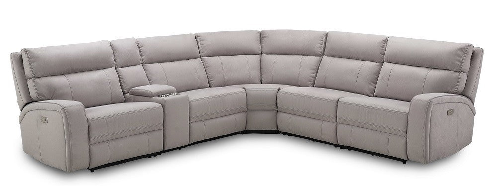 J & M Cozy 6 Pc Sectional, Moonshine Microfiber