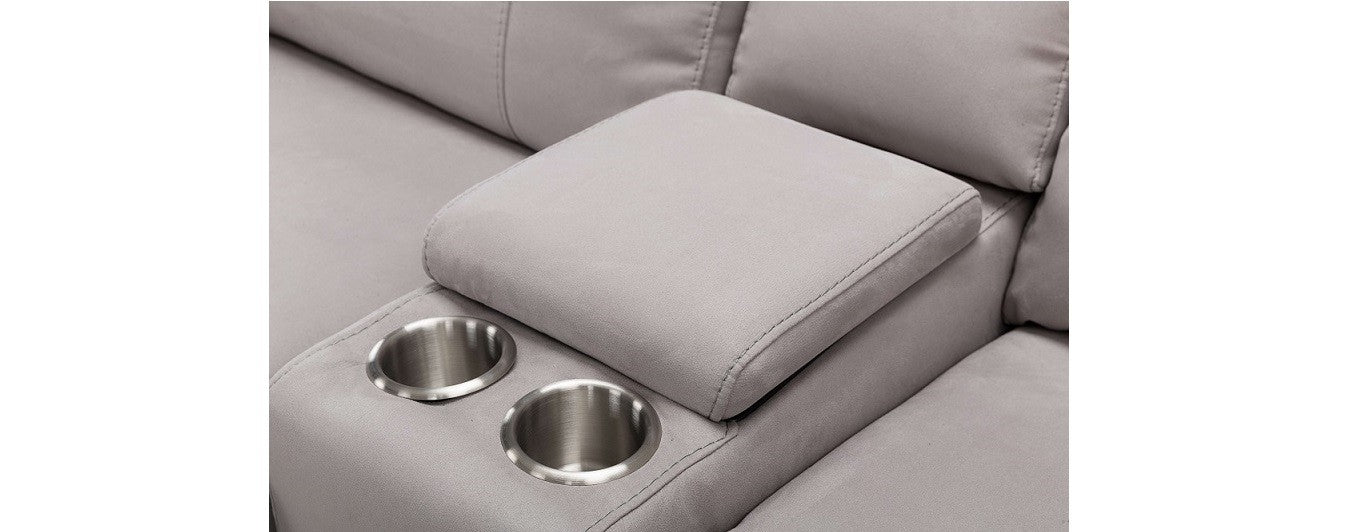 J & M Cozy 6 Pc Sectional, Moonshine Microfiber